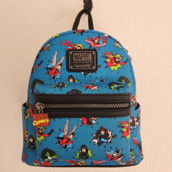 Loungefly Exclusive Women of Marvel Mini Backpack Shoulder Bag Hardtag NWT - Picture 2 of 7
